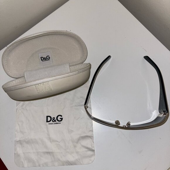Dolce & Gabbana D&G Vintage Shield Rhinestone Metallic Silver Frame Sunglasses main image 4